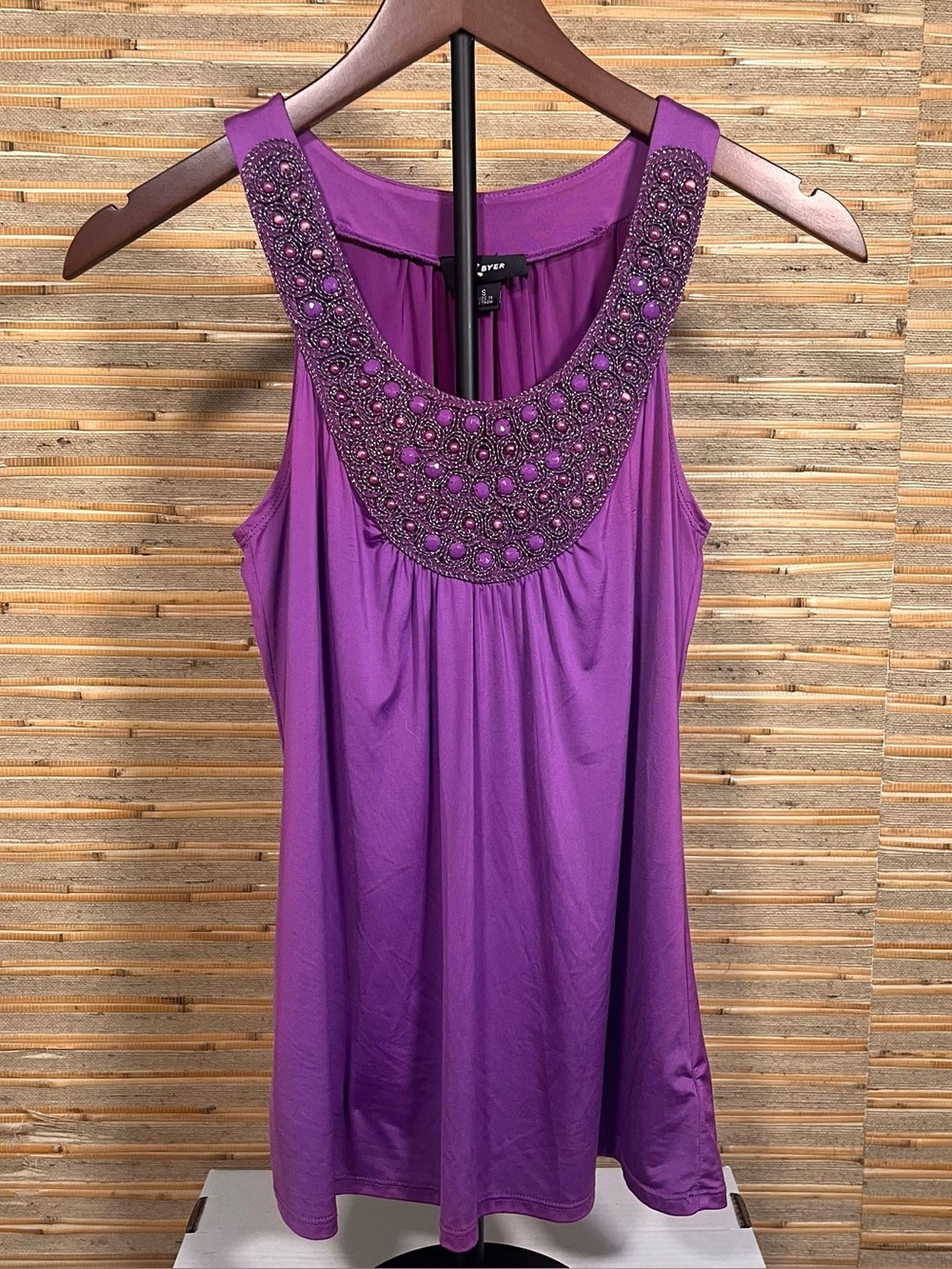 IZ BYER Purple Beaded Tank Top
Y2K Embellished Scoop Neck Ruched Blouse